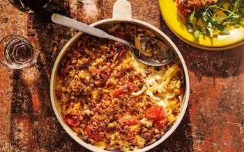 Tomato and fennel gratin with a sriracha crumb recipe