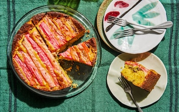 Rhubarb, marmalade and rosemary cake recipe