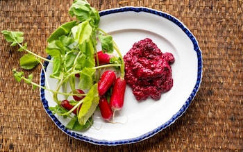 Whipped beetroot dip with radishes recipe