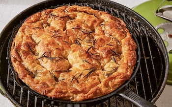 Skillet focaccia with artichoke dip recipe