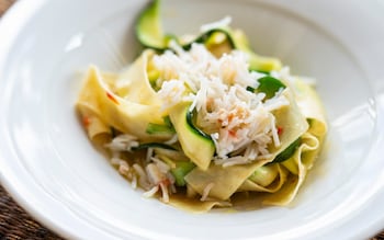 Pappardelle with courgettes and crab recipe