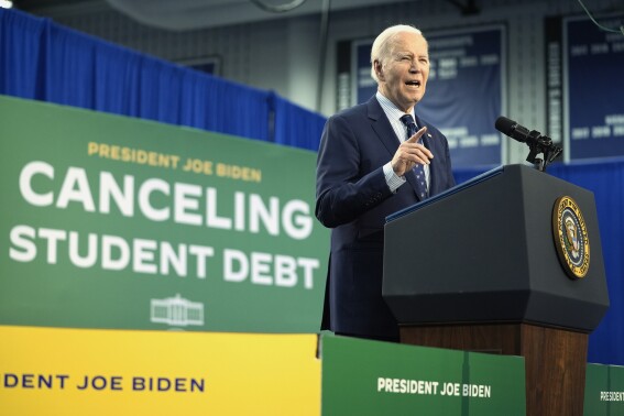 Americans are split on Biden’s student loan work, even those with debt, new AP-NORC poll finds