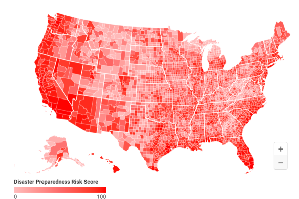 Map Reveals US Counties Least Prepared for Natural Disasters