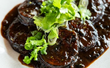 Stuffed aubergines with black bean sauce recipe