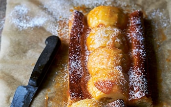 Apple, frangipane and apricot jam slice with Cornish clotted cream recipe