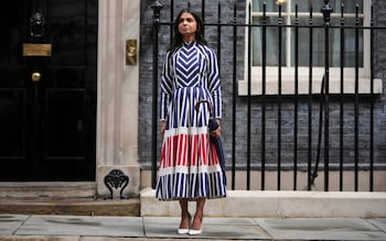 Akshata Murty leaves Downing Street in a £250 dress paying tribute to Britain and India