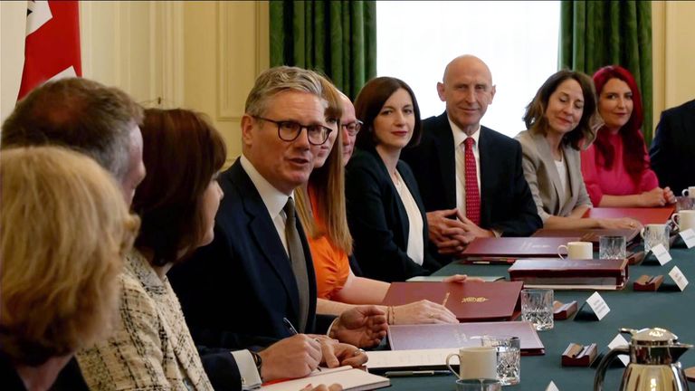 New PM Sir Keir Starmer holds first cabinet meeting after landslide victory