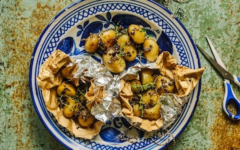 Baby potatoes with thyme and black olive butter recipe