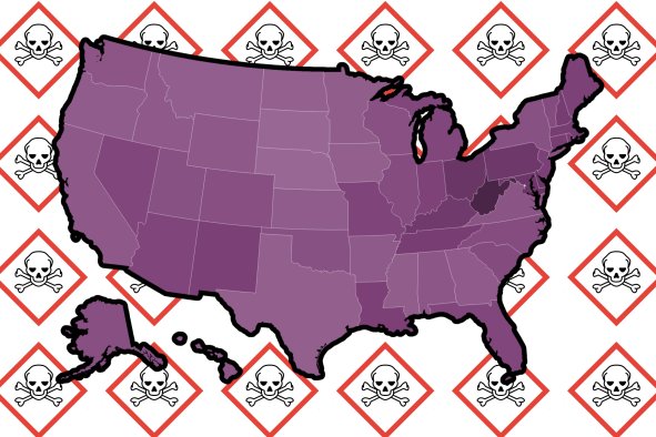 Map Reveals US States With the Highest Rates of Deaths by Poisoning