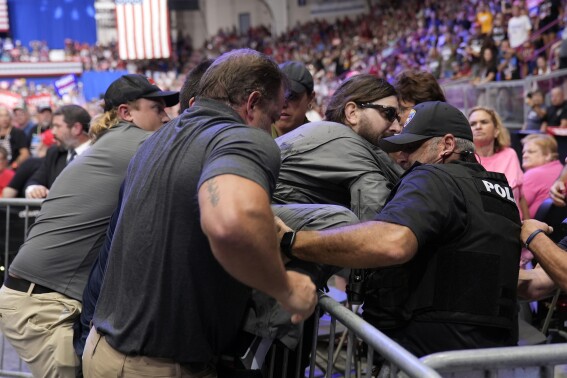 Police use Taser to subdue man who stormed media area of Trump rally in Pennsylvania