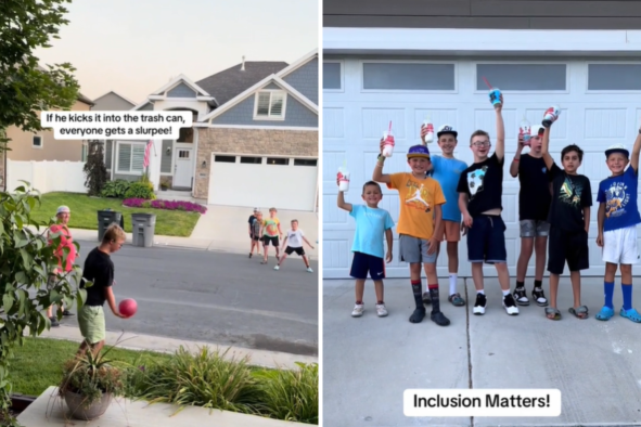 How Dad Involves Down Syndrome Son in Kids' Neighborhood Games Goes Viral