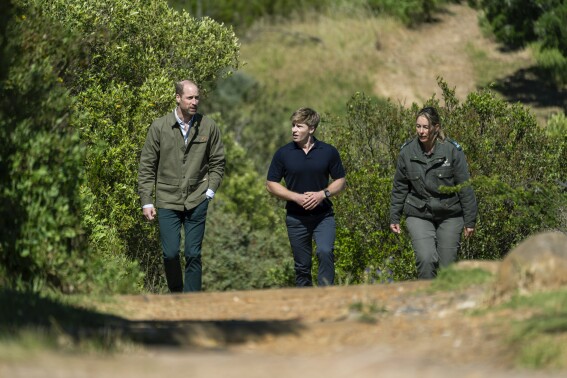 Prince William walks nature trails near South Africa’s Table Mountain to promote conservation